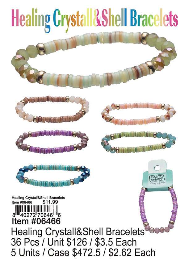 Healing Crystal and Shell Bracelets