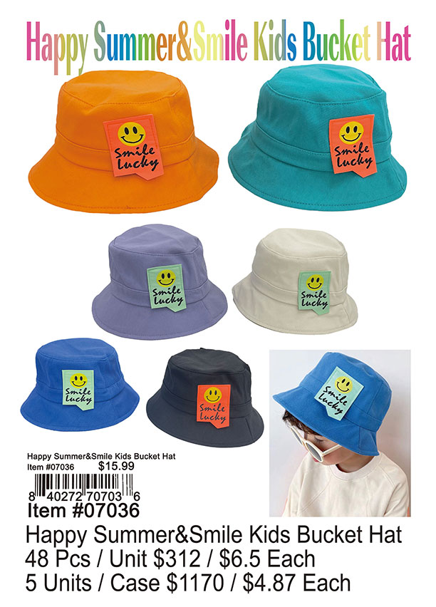 Happy Summer and Smile Kids Bucket Hat