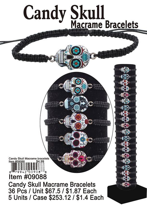 Candy Skull Macrame Bracelets