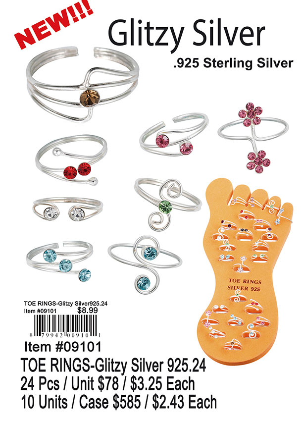 Glitzy Silver Toe Rings 24