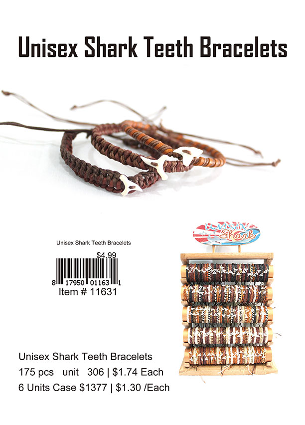 Unisex Shark Teeth Bracelets 175 Pcs.