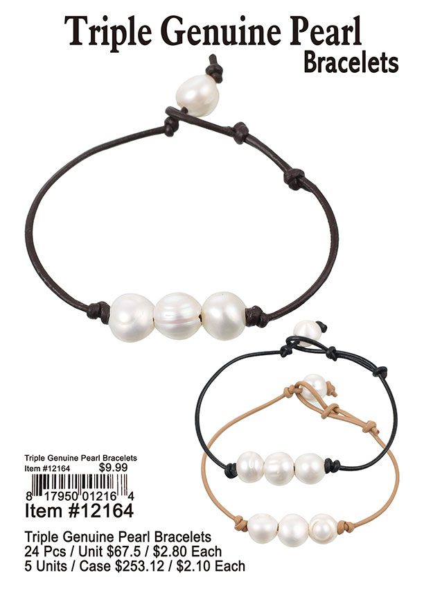 Triple Genuine Pearl Bracelets