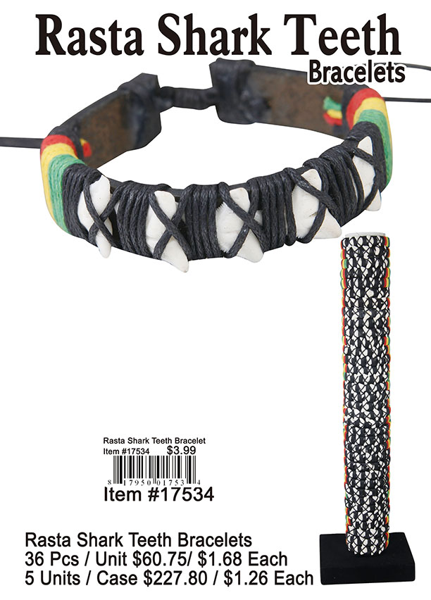 Rasta Shark Teeth Bracelets