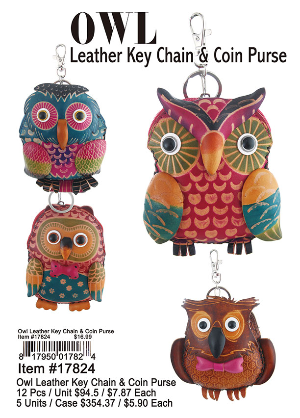 Owl Leather Key Chain and Coin Purse