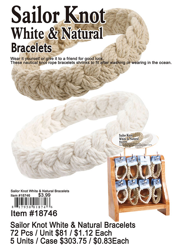 Sailor Knot White and Natural Bracelets