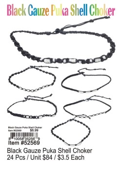 Black Gauze Puka Shell Choker