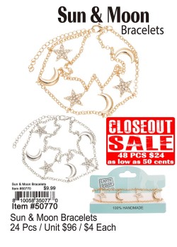Sun and Moon Bracelets - Closeout 48 Pcs.