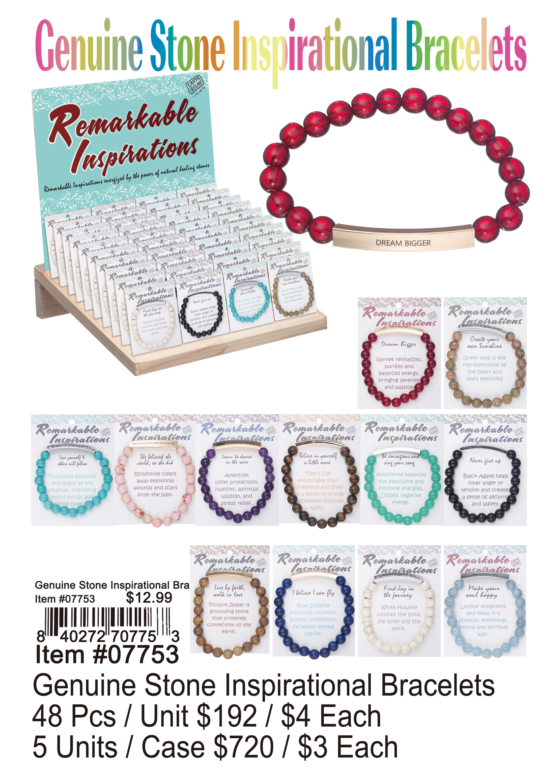 Genuine Stone Inspirational Bracelets