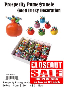 Prosperity Pomegranete Good Lucky Decoration - Closeout 36 Pcs.