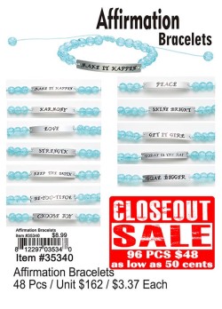Affirmation Bracelets - Closeout 96 Pcs.