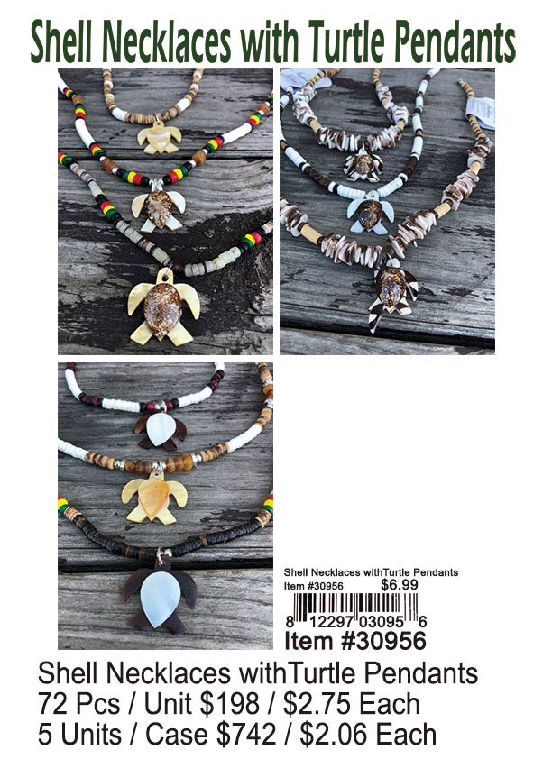 Shell Necklaces With Turtle Pendants