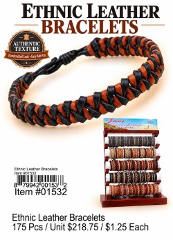 Men’s Ethnic Leather Bracelets 175 Pcs.
