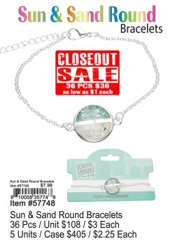 Sun and Sand Round Bracelets 48 Pcs.