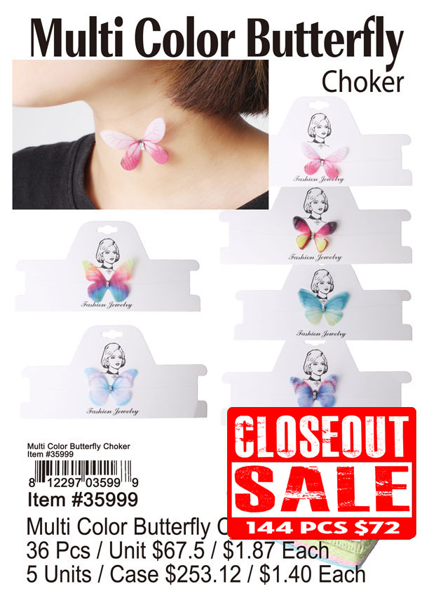 Multi Color Butterfly Choker (CL)
