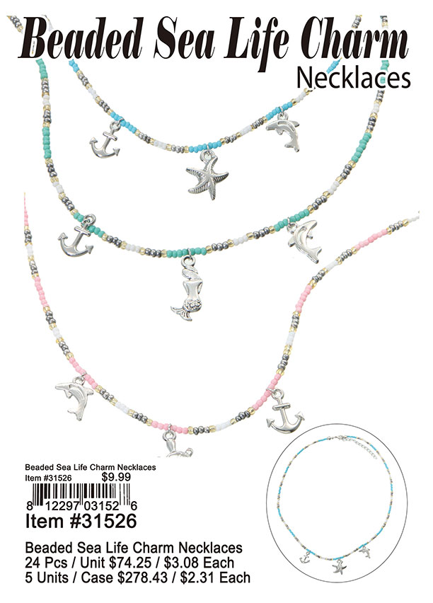 Beaded Sea Life Charm Necklaces