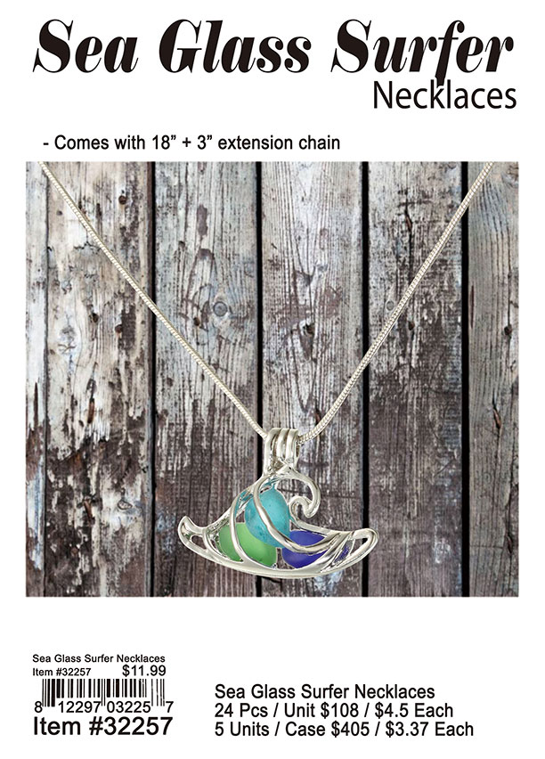 Sea Glass Surfer Necklaces
