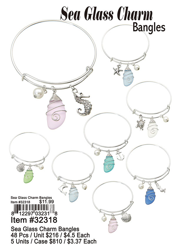 Sea Glass Charm Bangles