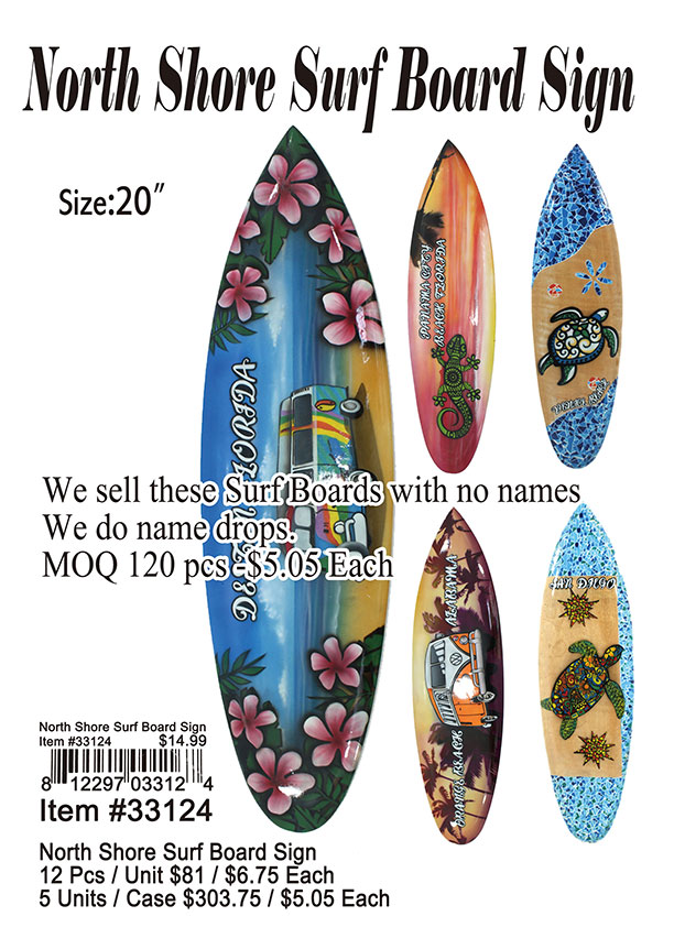 North Shore Surf Board Sign