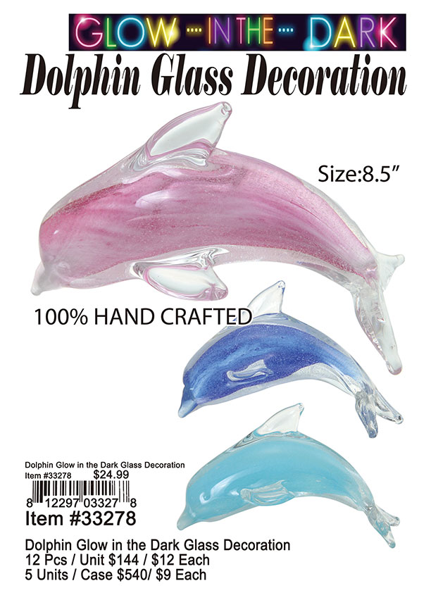 Dolphin Glow in the Dark Glass Decoration