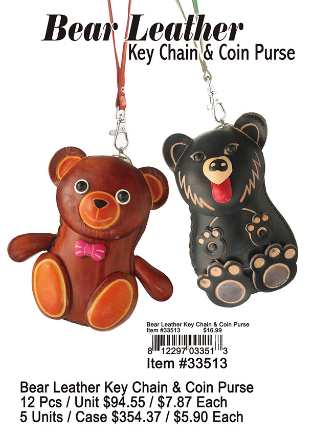 Bear Leather Keychain and Coin Purse