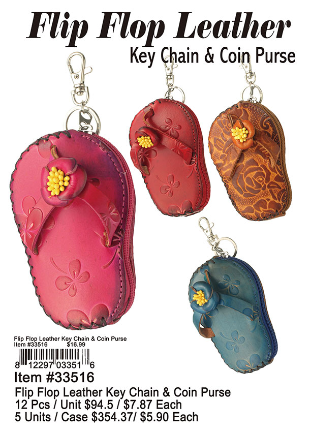 Flip Flop Leather Keychain and Coin Purse