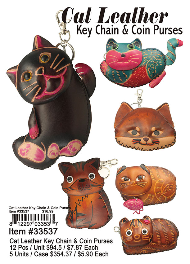 Cat Leather Keychain and Coin Purse