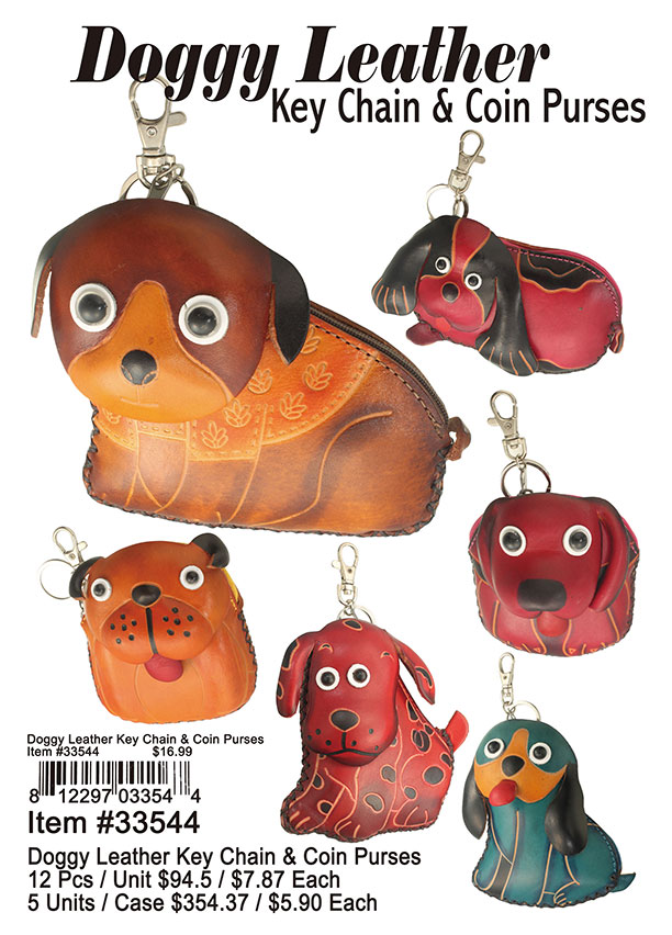 Doggy Leather Keychain and Coin Purse