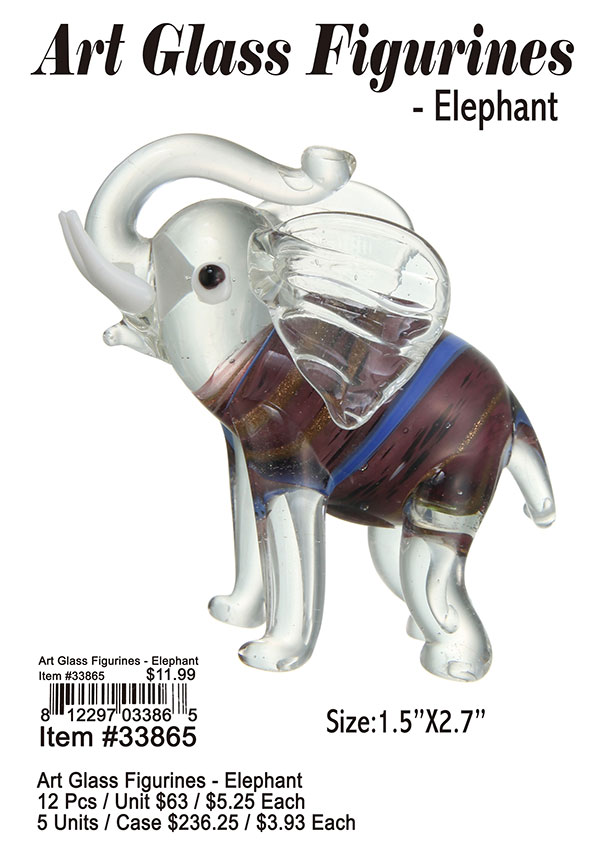 Art Glass Figurines-Elephant
