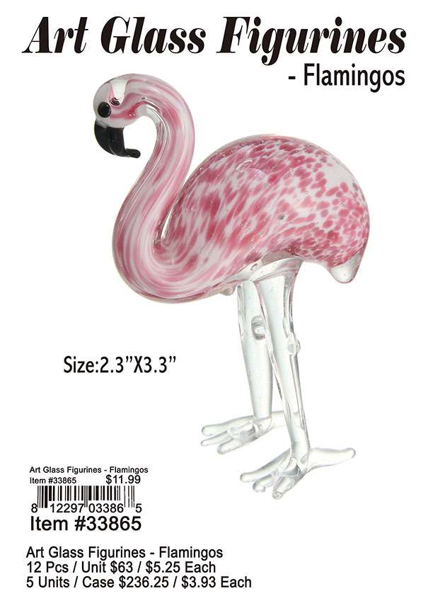 Art Glass Figurines-Flamingos