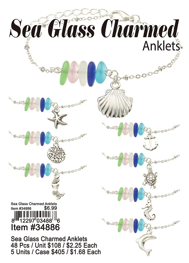 Sea Glass Charmed Anklets
