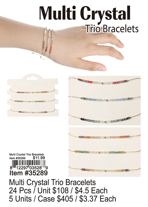 Multi Crystal Trio Bracelets