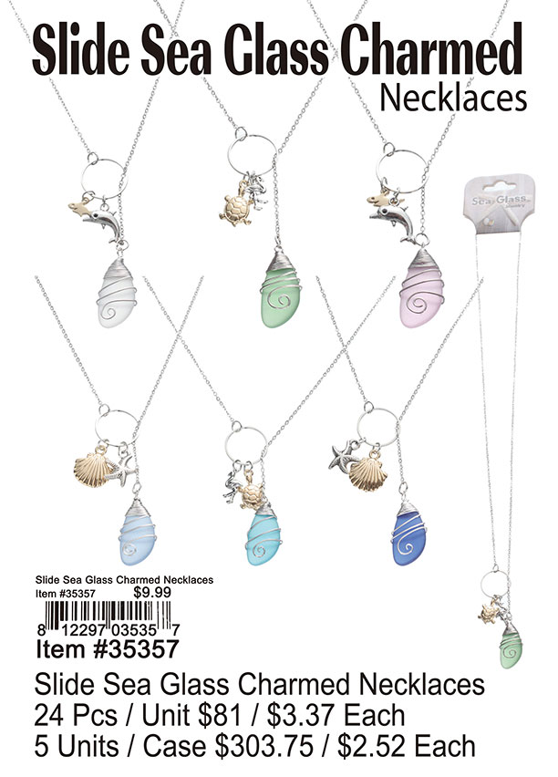 Slide Sea Glass Charmed Necklaces
