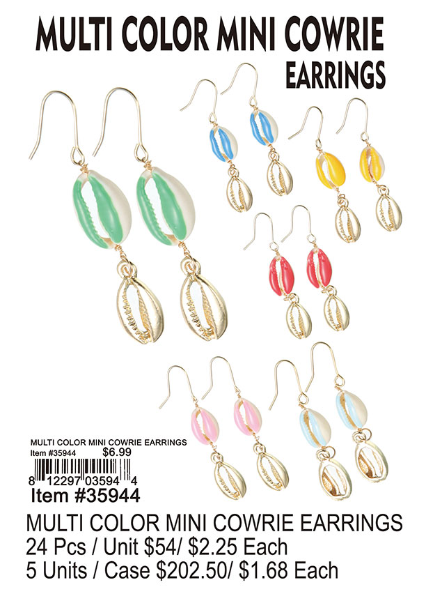 Multi Color Mini Cowrie Earrings
