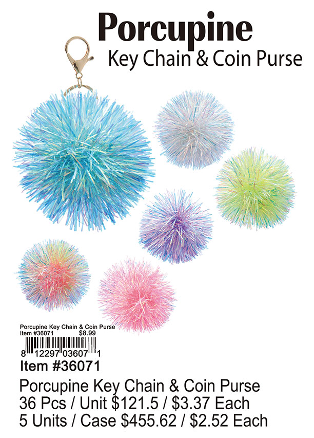 Porcupine Keychain and Coin Purse
