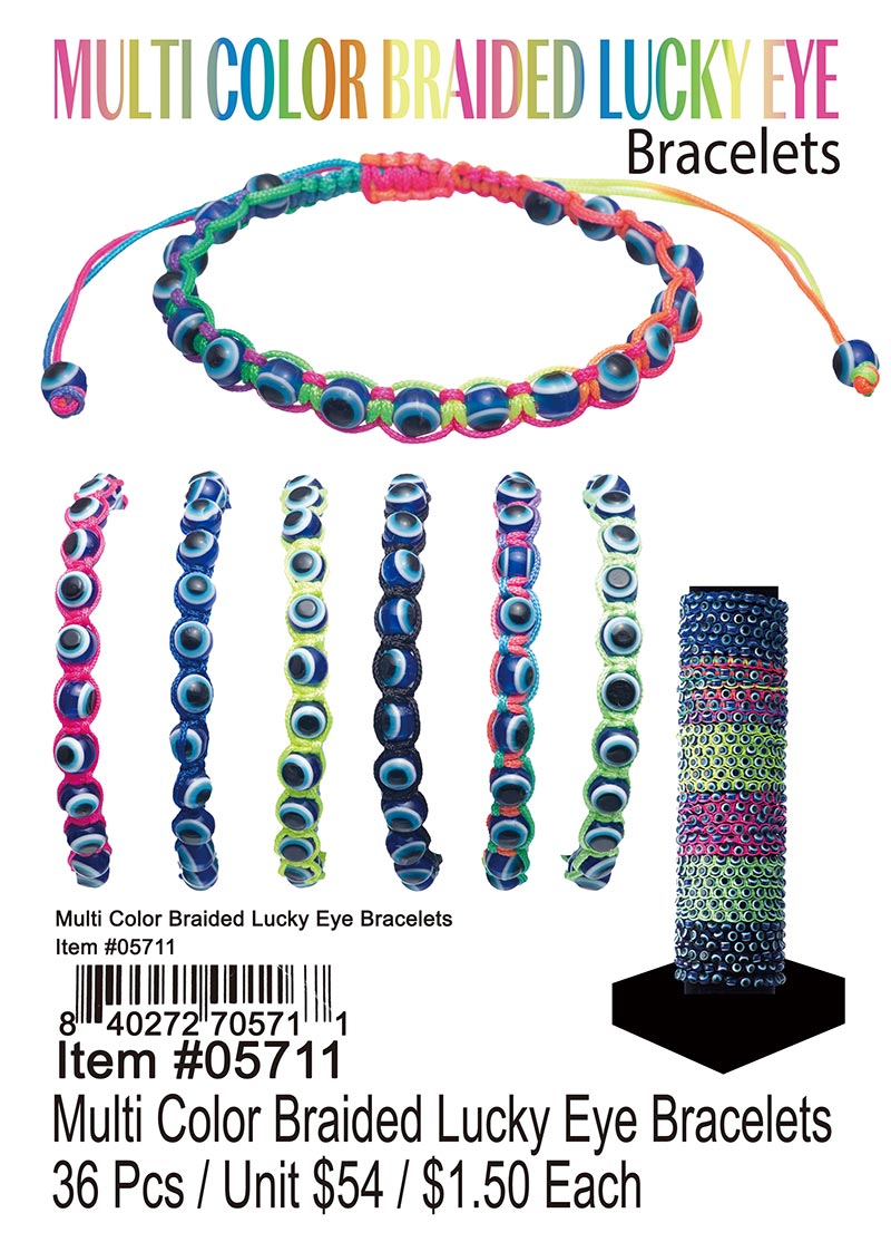 Multi Color Braided Lucky Eye Bracelets