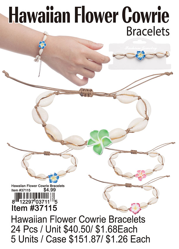 Hawaiian Flower Cowrie Bracelets