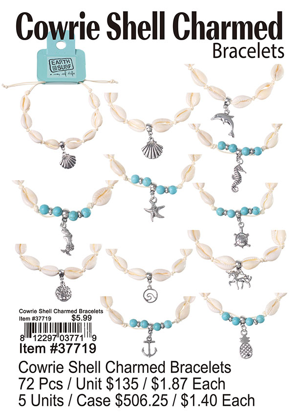 Cowrie Shell Charmed Bracelets