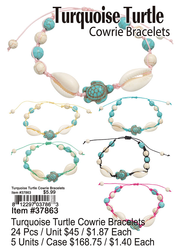 Turquoise Turtle Cowrie Bracelets