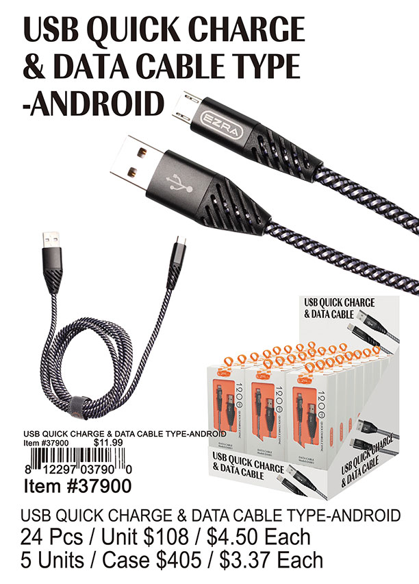 USB Quick Charge and Data Cables Type-Android