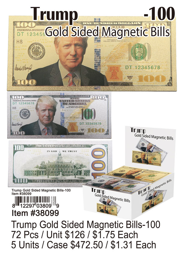 Trump Gold Sided Magnetic Bills-100