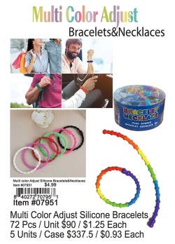 Multi Color Adjust Silicone Bracelets and Necklaces