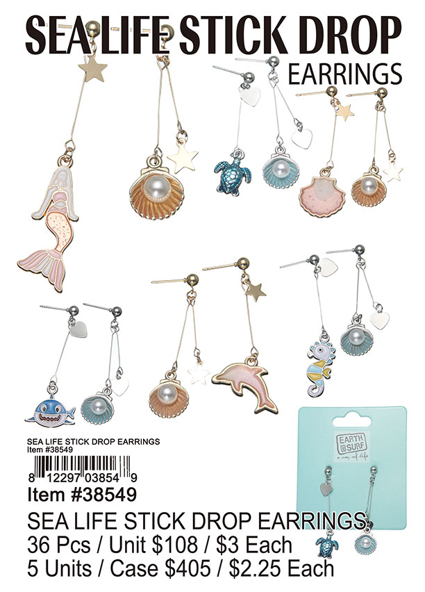 Sea Life Stick Drop Earrings
