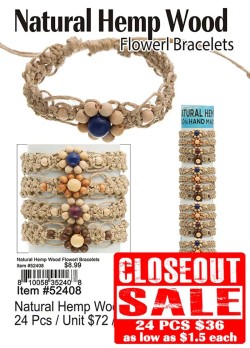 Natural Hemp Wood Macrame Bracelets Style 1