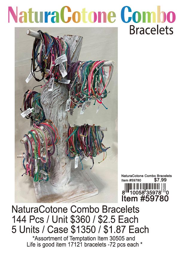 Bulk Natura Cotone Combo Woven Bracelets 144 Pcs.
