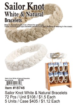 Sailor Knot White and Natural Bracelets