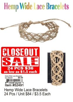 Hemp Wide Lace Bracelets