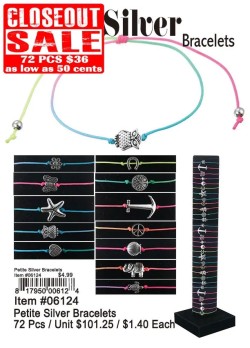 Petite Silver Bracelets 72 Pcs. - Closeout