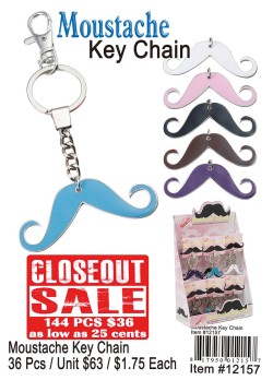 Moustache Keychain - Closeout 144 Pcs.