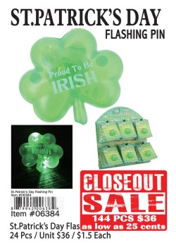 St Patrick Day Flashing Pin - Closeout 144 Pcs.