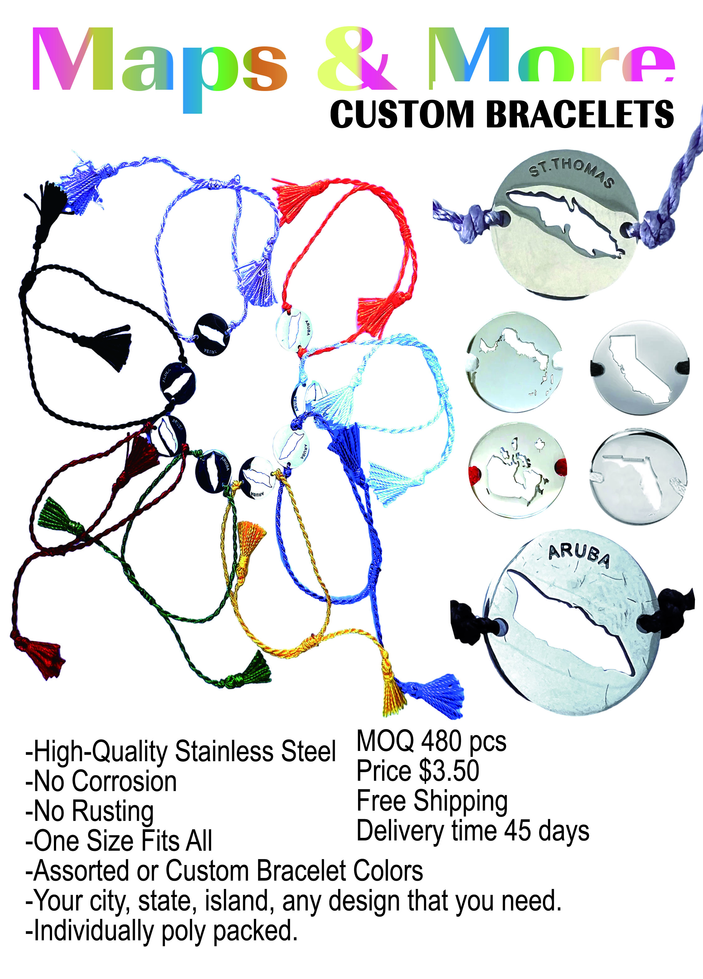 Maps and More Custom Bracelets